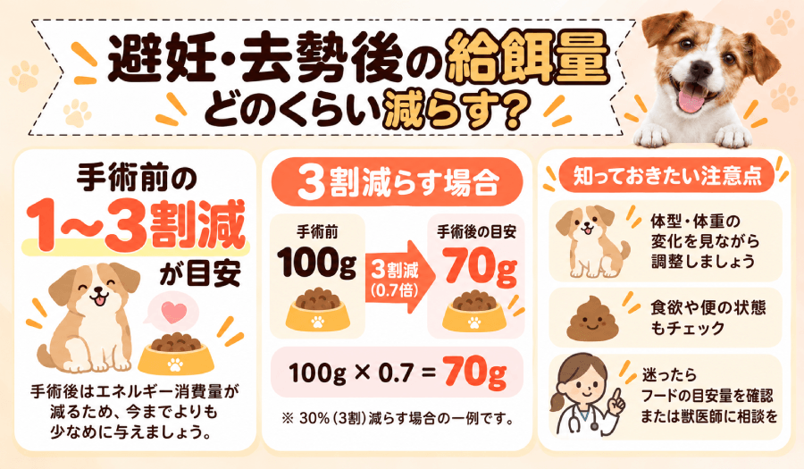 避妊去勢後の給餌量