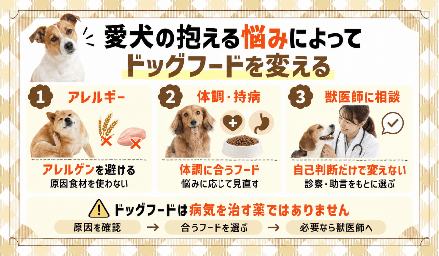 愛犬の抱える悩みによって変える
